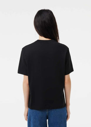 Lacoste T-shirt Donna Nero Relaxed Fit con Logo Manica Corta per un Look Casual Elegante