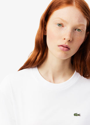 Lacoste T-shirt Donna Bianca Relaxed Fit con Logo Manica Corta per un Look Casual Elegante