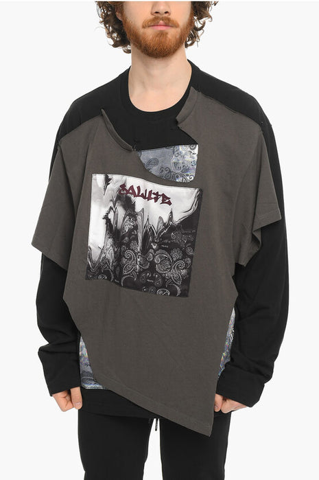 Double Layered Long Sleeve Crew-neck T-Shirt